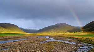 Rainbow Prints: Landscape near Hvammur. The Fellsstrond in the Westfjords (Vestfirdir) of Iceland during late fall