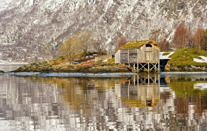 Lapland Prints: Landscape at Salangen Fjord near Loksebotn in northern Norway during winter