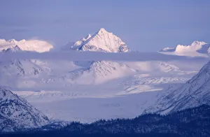 USA, North America, Alaska Prints: Landscape of snow covered mountain range, Homer, Alaska, US