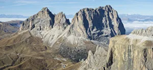 Bolzano Prints: Langkofel (Sassolungo) seen from Sella mountain range (Gruppo del Sella) in the Dolomites