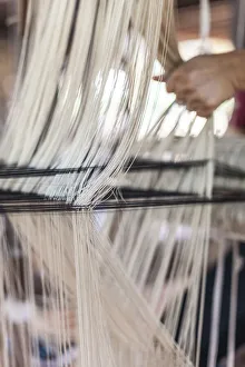 Still Life Prints: Laos, Vientiane. Traditional Lao textile loom