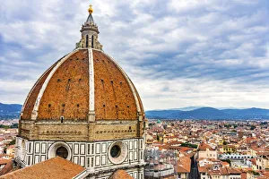 Classical Prints: Large dome golden cross, Duomo Cathedral, Florence, Italy