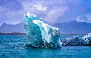 Vatnajokull Prints: Large iceberg Diamond Beach, Jokulsarlon glacier lagoon, Vatnajokull National Park