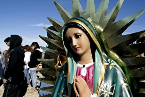 Images Dated 10th December 2009: Las Cruces, New Mexico, United States. Our Lady of Guadalupe statue
