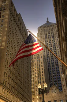 Patriotism Prints: LaSalle street in downtown Chicago Illinois