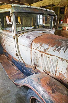 Images Dated 26th July 2021: Latah, Washington State, USA. Rusted vintage Ford Model A pickup truck in a barn