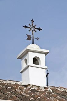 Latin America, Guatemala, Antigua, Cross on Chimney of Colonial House