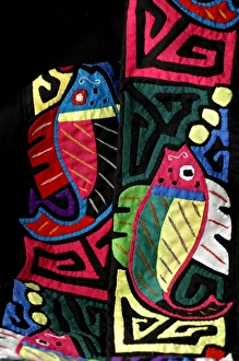 Latin America, Panama, Panamanian arts & crafts. Traditional Kuna Indian handmade textile mola