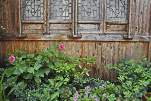 Latticed windows of an old house on Ziyang street in the old town, Linhai