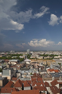 Latvia, Riga, Old Riga, Vecriga, elevated view from St. Peters Lutheran Church