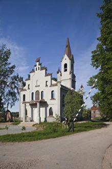 Latvia, Western Latvia, Kurzeme Region, Tukums, Cinevilla, film studio backlot, castle