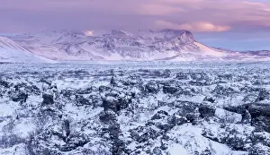 Images Dated 26th February 2015: Lava field Dimmuborgir during winter near lake Myvatn in the highlands of Iceland in deep snow