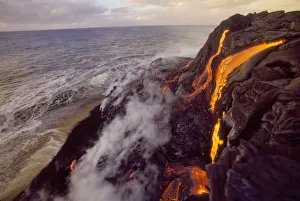 Lava Prints: Lava flowing to meet the sea, Big Island, Hawaii