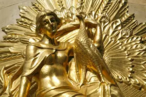 Statuary Prints: LEIPZIG18538-2012-BARTRUFF. JPG - Golden statuary decorates the downtown Commerz Bank in Leipzig