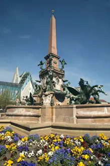 University Prints: LEIPZIG18816-2012-BARTRUFF. CR2 - Fountain and monument in center of Augustus Plaza
