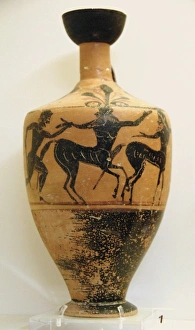 Vase Prints: Lekythos black-figure with scenes of Centauromachy. Late 6th century and first half