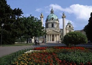 Life in Austria. St. Charles Cathedral, Baroque. Vienna, Austria