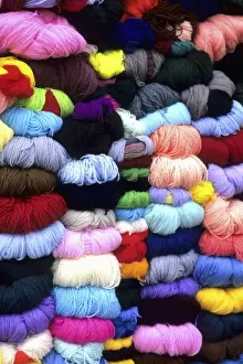 Elevation Prints: Life in Peru Cuzco beautiful color graphic of wool and fabric yarn in town with high