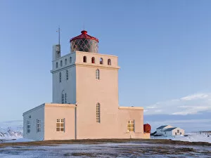 Iceland Collection: The lighthouse at cape Dyrholaey. Coast of the North Atlantic near Vik y Myrdal during winter