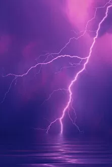 Lightning bolts over water. (digital composite) Credit as: Steve Satushek / Jaynes