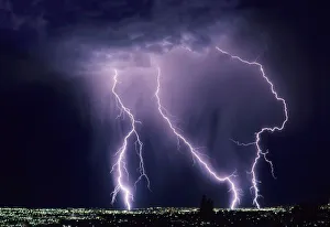 James Kay Prints: Lightning over Salt Lake Valley, Utah