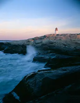 Greg Probst Prints: The lightouse at Peggys Cove along the granite shoreline of southern Nova Scotia, Canada
