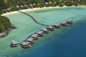 Malolo Island Prints: Likuliku Lagoon Resort, Malolo Island, Mamanuca Islands, Fiji, South Pacific - aerial