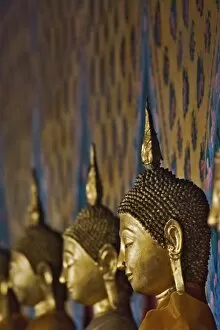 Images Dated 17th February 2006: Line of Buddhas, Wat Arun, Bangkok, Thailand