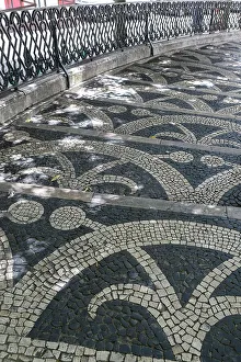 Walkway Prints: Lisbon, Portugal. Traditional cobblestone walkway in Lisbon