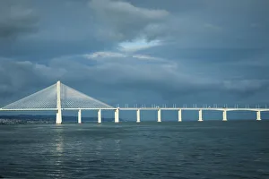 Lisbon Prints: Lisbon, Portugal. Vasco de Gama bridge. The longest bridge in Europe