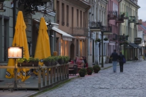 Lithuania Prints: Lithuania, Central Lithuania, Kaunas, Old Town, Vilnius Street, dusk