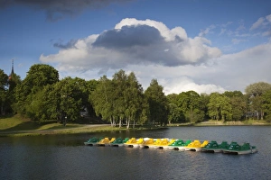 Lithuania Prints: Lithuania, Southern Lithuania, Druskininkai, Lake Druskonis, paddle boats