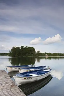 Lithuania, Trakai, Trakai Historical National Park, Lake Galve, boats