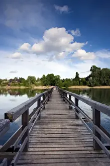 Images Dated 24th May 2010: Lithuania, Trakai, Trakai Historical National Park, Lake Luka footbridge