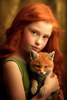 Holding Prints: Little girl holding baby fox. ©Jim Zuckerman / Jaynes Gallery / DanitaDelimont