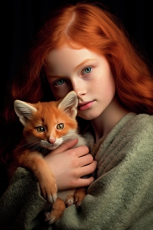 Holding Prints: Little girl holding baby fox. ©Jim Zuckerman / Jaynes Gallery / DanitaDelimont