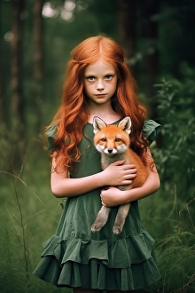 Holding Prints: Little girl holding baby fox. ©Jim Zuckerman / Jaynes Gallery / DanitaDelimont