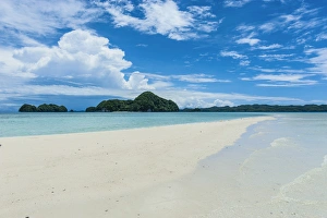 Little sand strip appearing in Low tide at the Rock islands, Palau, Central Pacific