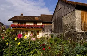 Images Dated 1st November 2020: Local home with flowers in Balzers in small remote country of Leichtenstein
