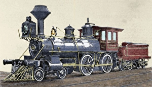 Spanish Culture Prints: Locomotive. Drawing R. Loewenstein. La Ilustracion 1881. Engraving