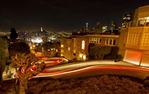 Images Dated 11th February 2011: Lombard Street at night in San Francisco, California, USA