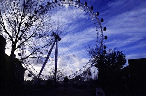Ferris Wheel Prints: London, England. The enormous ferris wheel, the London Eye is located on the south