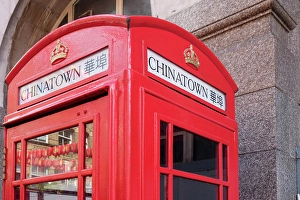 Chinatown Prints: London, England, Great Britain. Chinatown vintage old phone booth. (Editorial Use Only)