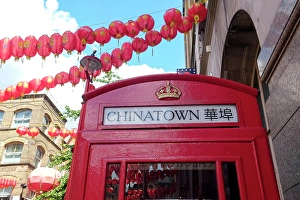 Neighborhood Prints: London, England, Great Britain. Chinatown vintage old phone booth. (Editorial Use Only)