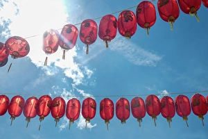 Hanging Prints: London, England, Great Britain. Chinatown district where red lanterns are found everywhere