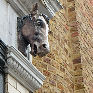 Images Dated 4th November 2024: London, England, Great Britain. Head detail on building in old tannery district