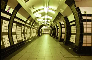 England Prints: London, England. An empty night in the underground stations
