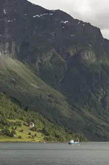 Terrain Prints: lone shil passes along, Sogne Fjord Southern Fjord, Norway