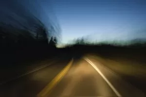 Images Dated 2nd September 2005: Long exposure from moving vehicle at dusk, Yellowstone National Park, Wyoming
