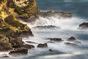 Coos Bay Prints: Long exposure of wave action along coastline, Shore Acres State Park, Cape Arago Highway